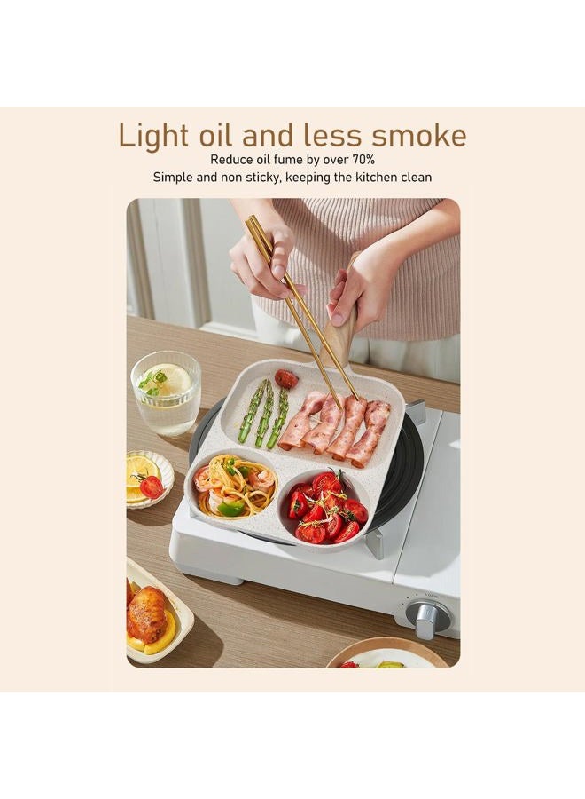 Gsycle Egg Frying Pan, Divided Frying Pan Nonstick Grill Pan 3 Section Nonstick Pan Egg Frying Pan Nonstick for Kitchen Breakfast - Image 4