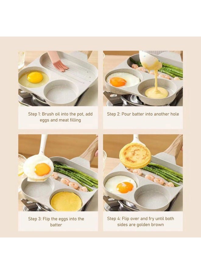 Gsycle Egg Frying Pan, Divided Frying Pan Nonstick Grill Pan 3 Section Nonstick Pan Egg Frying Pan Nonstick for Kitchen Breakfast - Image 5