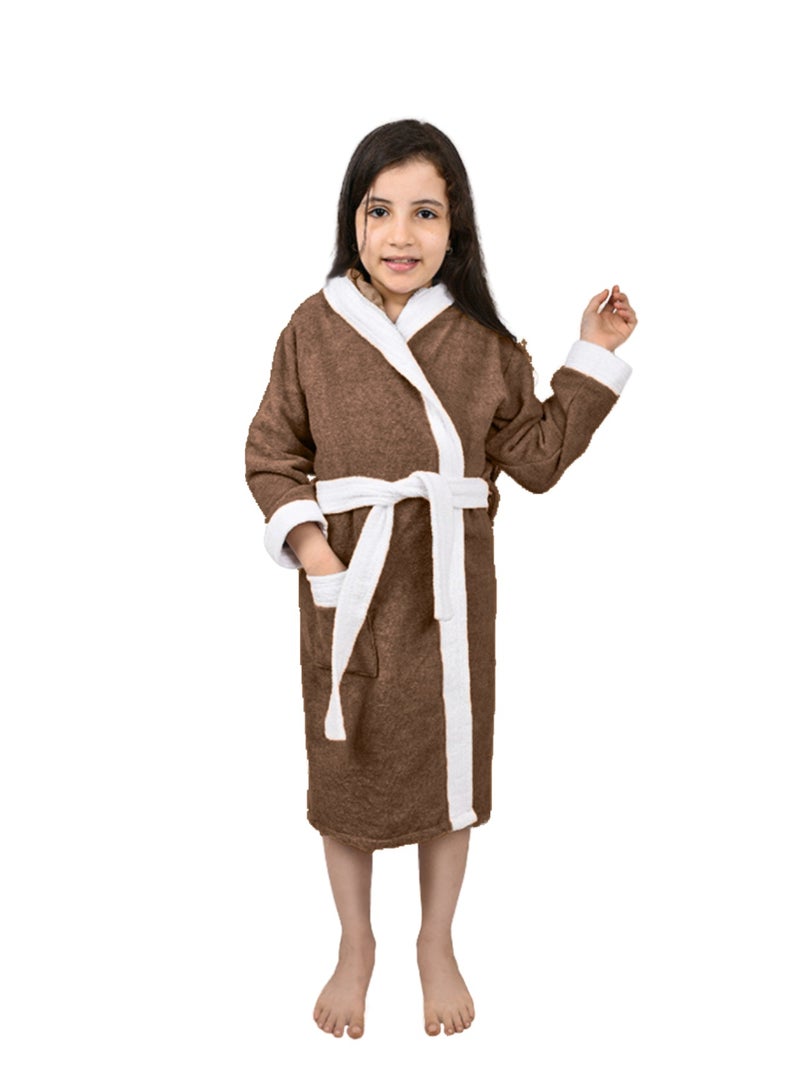 Banotex Brown Pure Cotton Baby Bathrobe with Hood Comfortable for Kids - Girls and Boys - Image 1