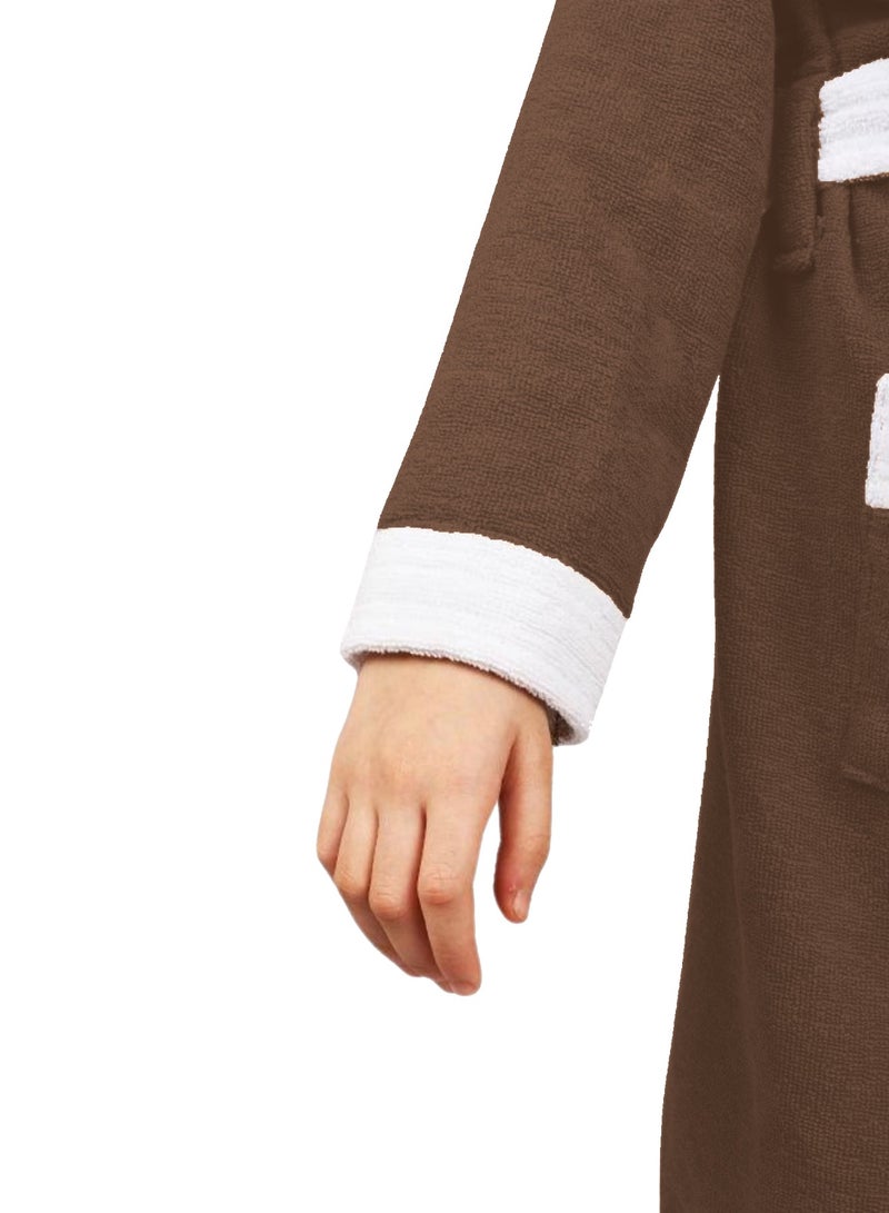 Banotex Brown Pure Cotton Baby Bathrobe with Hood Comfortable for Kids - Girls and Boys - Image 2