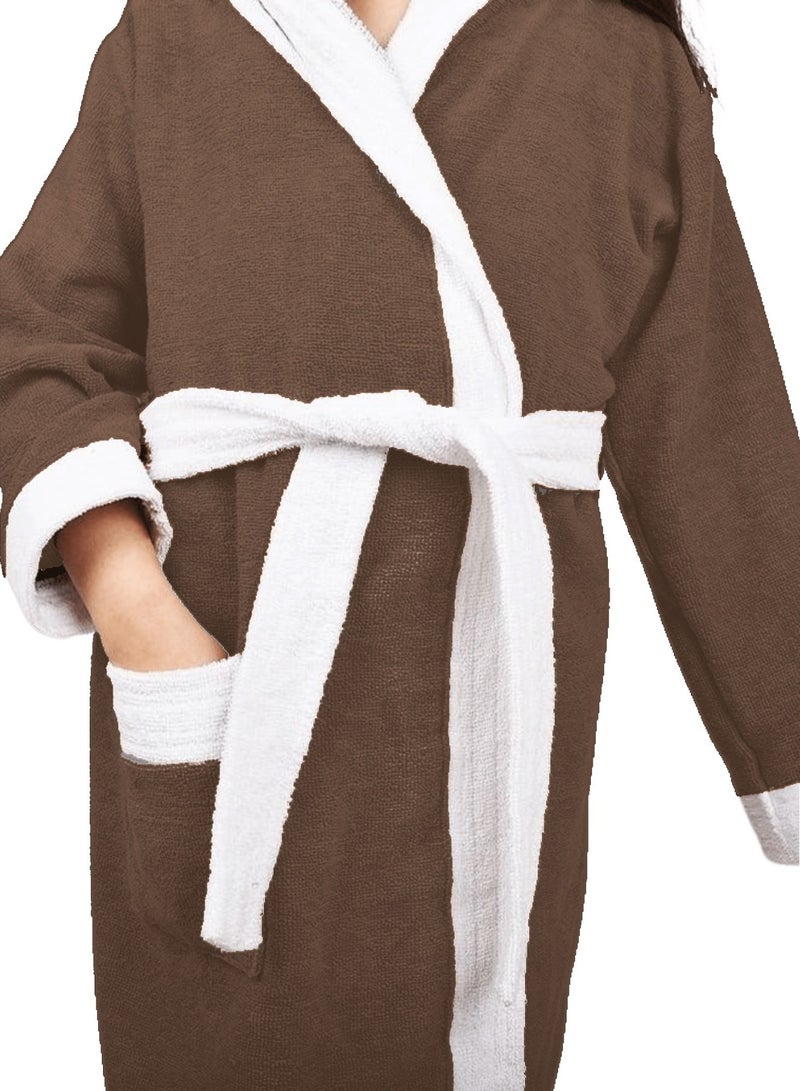 Banotex Brown Pure Cotton Baby Bathrobe with Hood Comfortable for Kids - Girls and Boys - Image 4