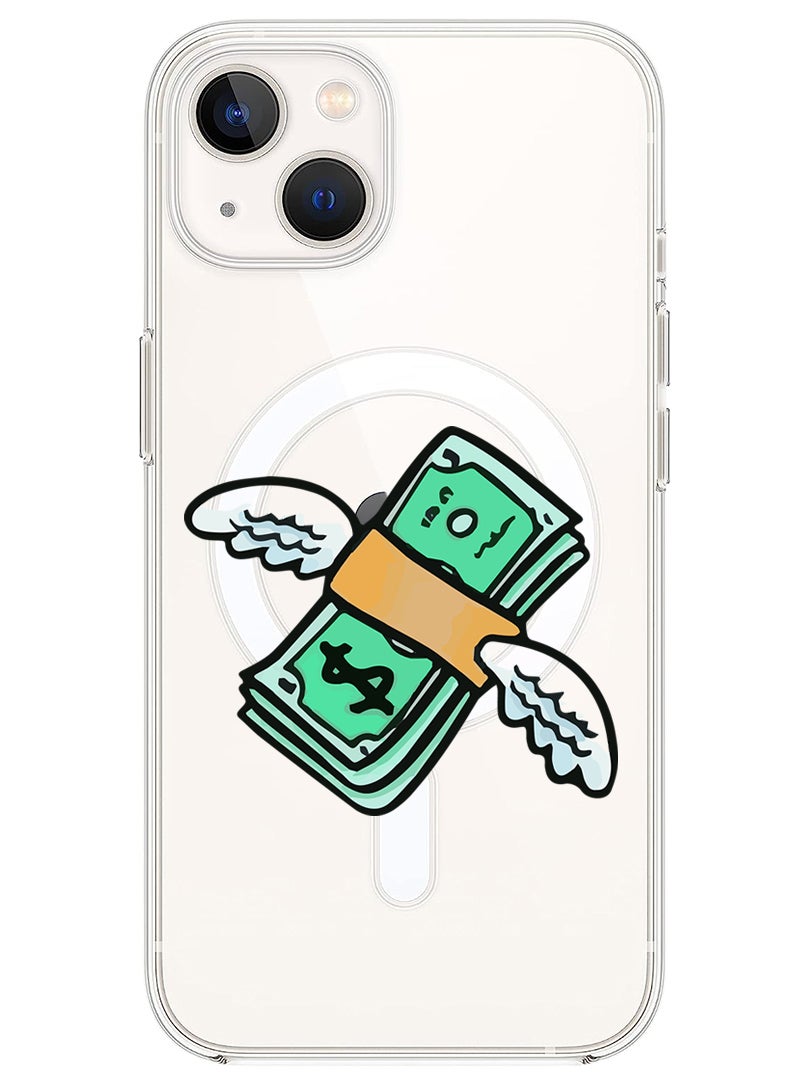 Theodor Magnetic Case for iPhone 13 6.1-inch Compatible with MagSafe Wireless Charging, Shockproof Phone Bumper Cover Flying Money  - Image 1