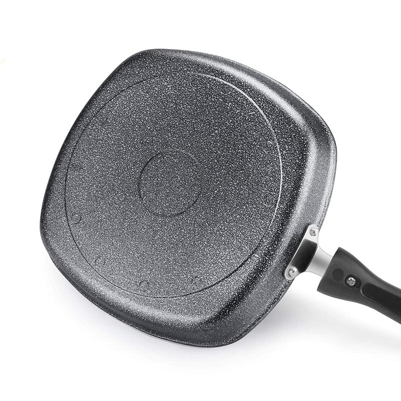 Escrow Escrow Aluminium Non-Stick Grill Pan/Tawa 220mm,Hammertone Coating (Grey) - Image 2