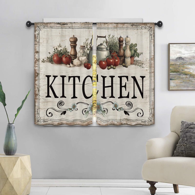 Kalmico Bird Branch Watercolor Kitchen Curtains 27.5W x 39L Inch Leaves Retro Colorful Vintage Rustic Farmhouse Rod Pocket Short Small Window Treatment Drapes Decor 2 Panels - Image 4