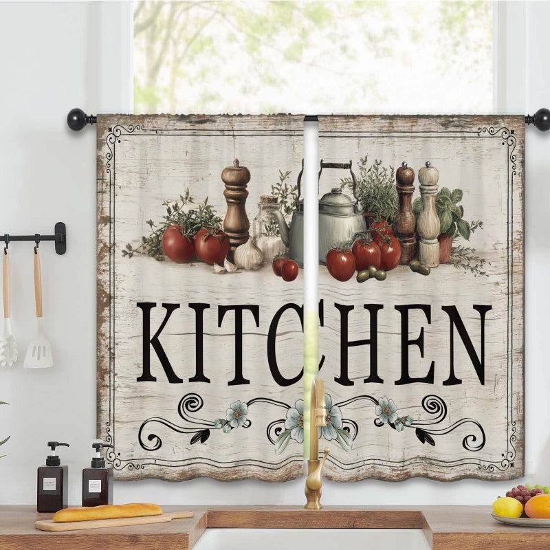Kalmico Bird Branch Watercolor Kitchen Curtains 27.5W x 39L Inch Leaves Retro Colorful Vintage Rustic Farmhouse Rod Pocket Short Small Window Treatment Drapes Decor 2 Panels - Image 5