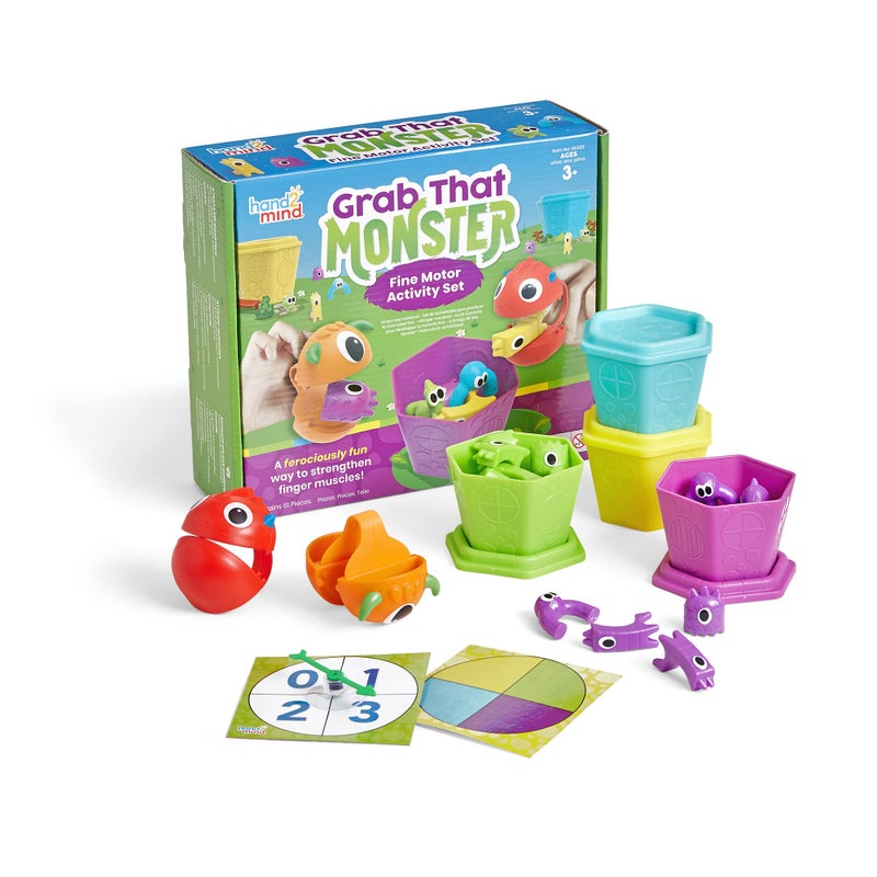 Hand2Mind Grab That Monster Fine Motor Activity Set, Occupational Therapy Toys for Toddlers 3-4, Pincer Grasp Toys, Play Therapy Games - Image 1