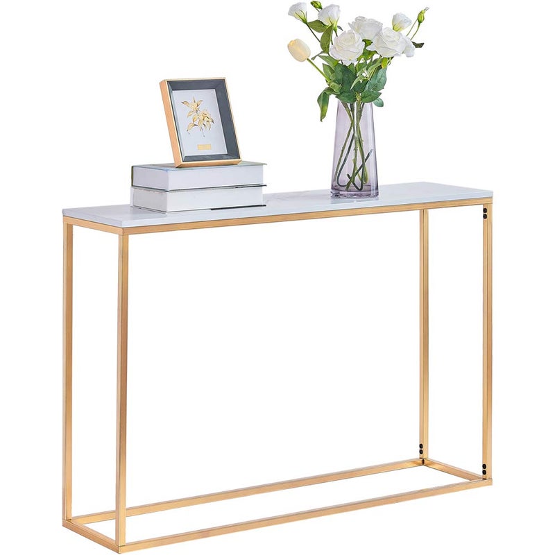 Cplxroc 42 Console Tables For EntrywayFaux Marble Sofa TablesEntryway Table For Living RoomGold Entrance TableMdf Entry TableFoyer Tables WMetal FrameBehind Couch Table For HallwayGold Frame