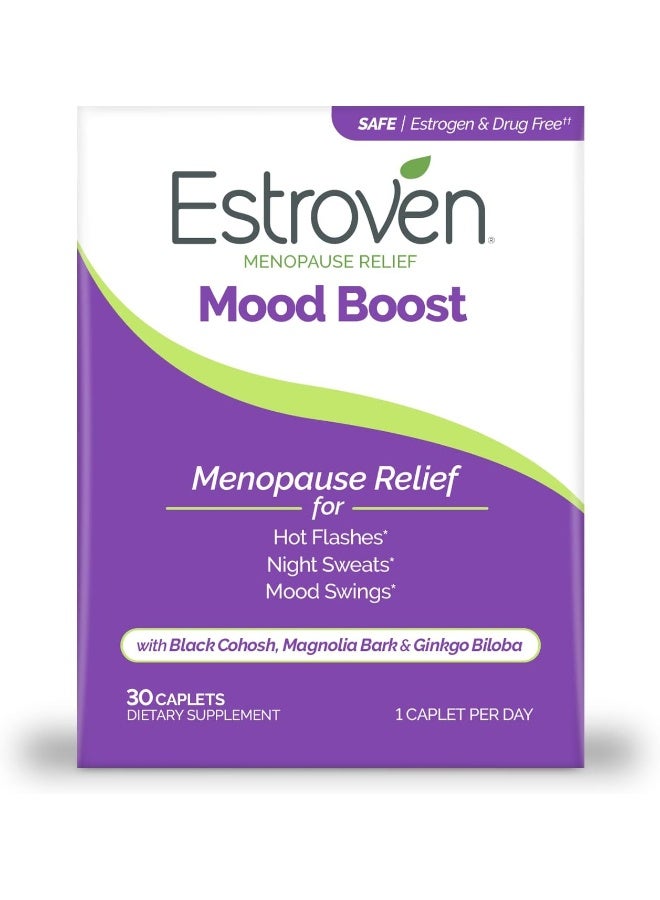 Estroven استروفين تعزيز المزاج لتخفيف أعراض انقطاع الطمث - 30 حبة - مكونات مثبتة سريريًا تساعد في إدارة تقلبات المزاج، التعرق الليلي وتخفيف الهبات الساخنة - خالي من الأدوية وخالي من الغلوتين - Image 1