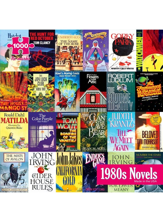 Re-marks 1980s Novels Collage Puzzle, 1,000-Piece Literary Jigsaw Puzzle for All Ages - Image 1