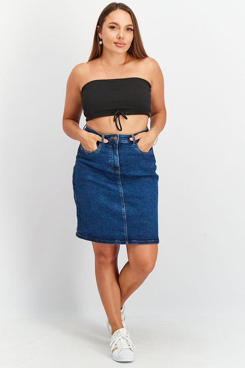 Tchibo Women Plain Midi Denim Skirt, Blue - Image 4