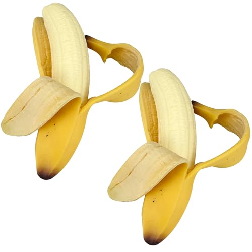 funnysquee 2 Pack Banana Squishies Stress Relief Soft Scented Simulation Bananas Fruit Toys Cute Birthday Gift Novelty Toy for Kids 2 Pack Yellow Bananas - Image 1