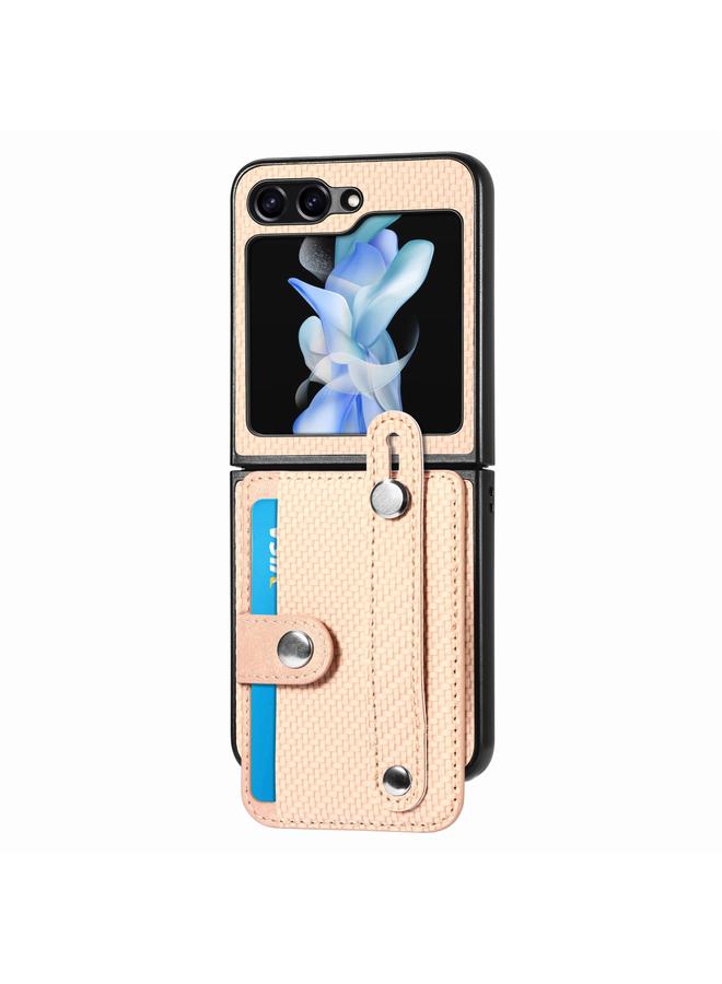 Green Tiger For Samsung Galaxy Z Flip6 Wristband Kickstand Card Wallet Back Cover Phone Case(Khaki)