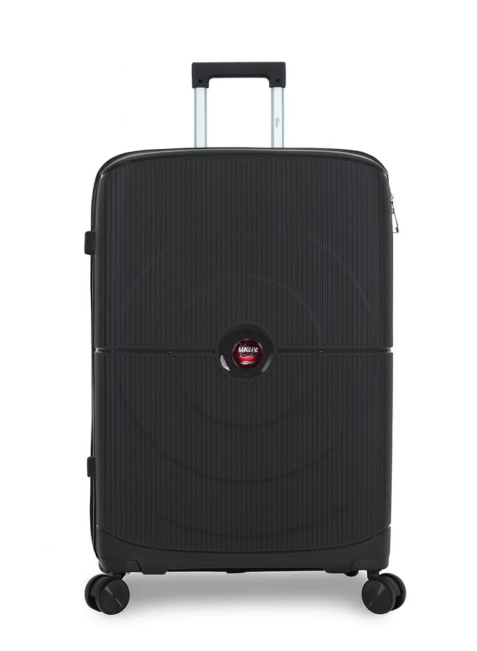 MNUK PREMIO 24inch Luggage| Polypropylene (PP) Hardside Luggage Trolley|Double 360° 4 Wheeler| Medium-24 Inch|Black