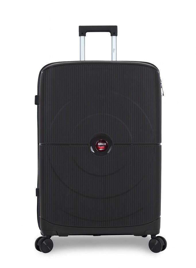 MNUK PREMIO 24inch Luggage| Polypropylene (PP) Hardside Luggage Trolley|Double 360° 4 Wheeler| Medium-24 Inch|Black - Image 1