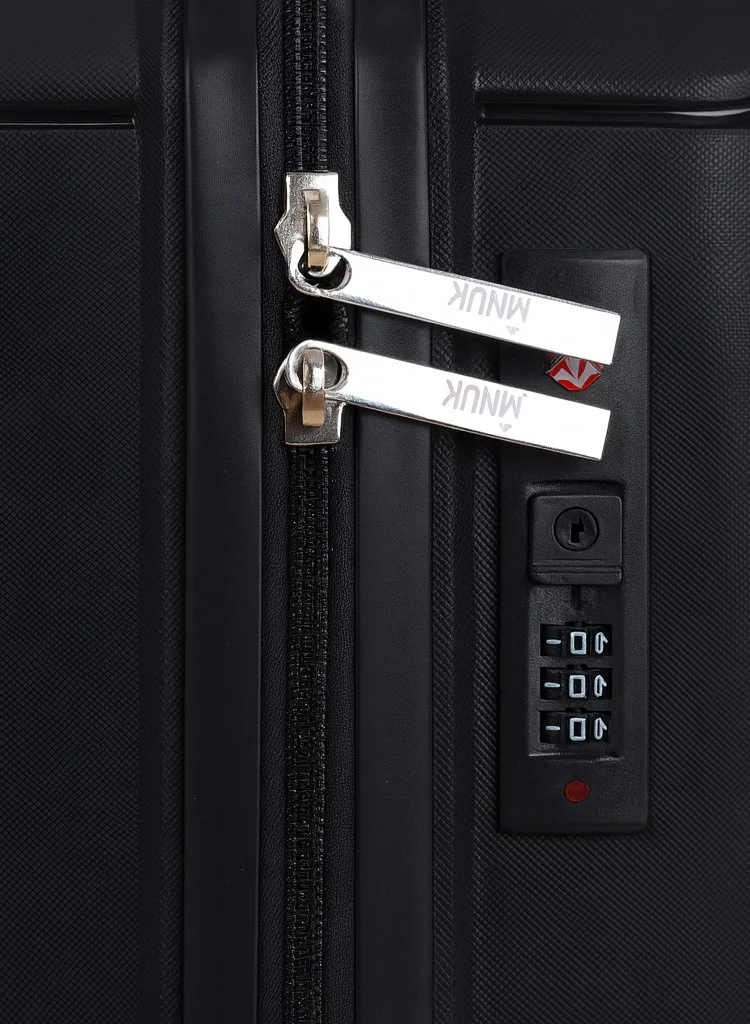 MNUK PREMIO 24inch Luggage| Polypropylene (PP) Hardside Luggage Trolley|Double 360° 4 Wheeler| Medium-24 Inch|Black