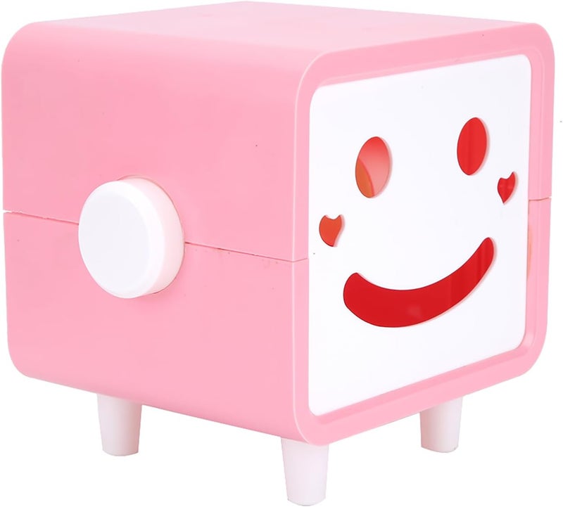 Paper Towel Storage Box, ABS Material, 13x13x15.5cm, Yellow Blue Pink - Cute Cartoon Design, Durable Water, Ideal for Home and Office (Pink) - Image 1