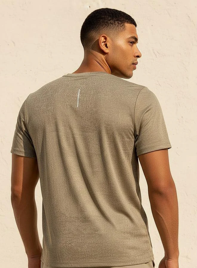 Splash Active Beige Men Performance Soft Touch T-shirt for Men | Best Price UAE