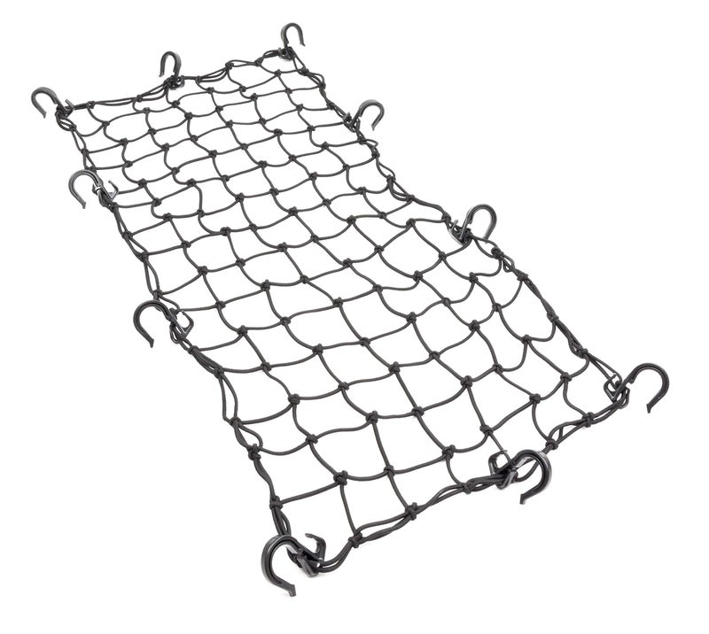 Powertye 15in x 30in Elastic Cargo Net with 10 Adjustable Hooks and Tight 2in x 2in Mesh Black