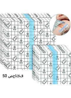 XiuWoo 50 Pieces Shower Waterproof Patch Transparent Stretch Adhesive Bandage Waterproof Clear Adhesive Bandages Tattoo Protective Transparent Film Adhesive Bandages for Tattoos,10 x 10 cm, 15 x 15 cm  - Image 1