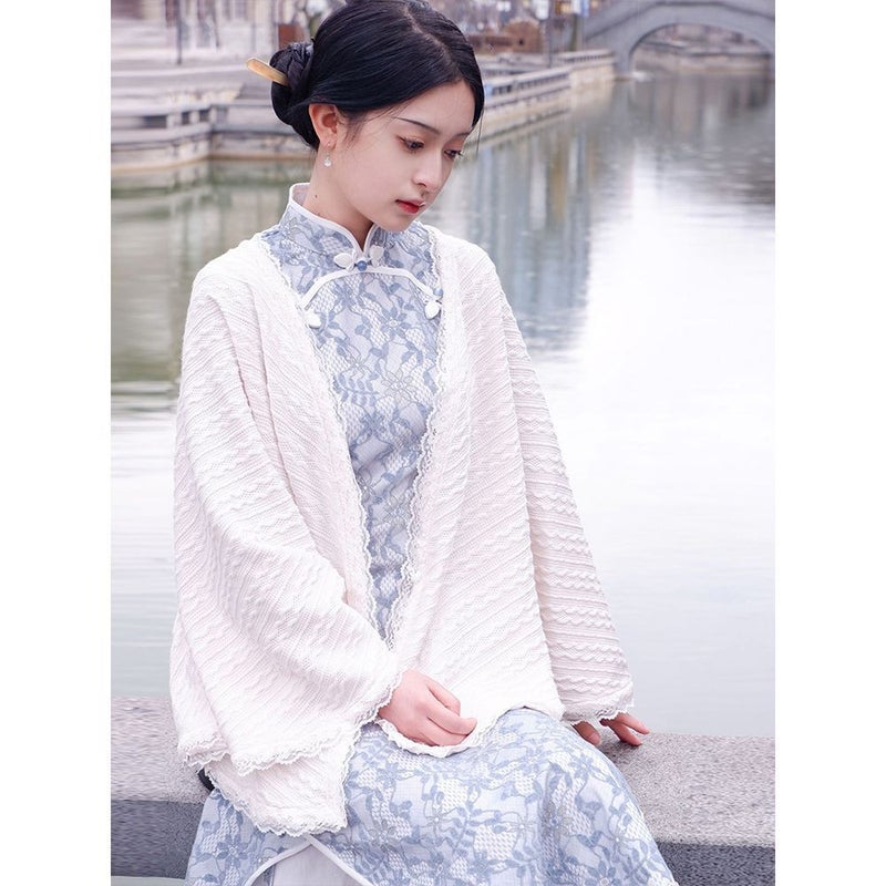 2023 Spring Elegant Cheongsam Dress Pink 9111 shawl 