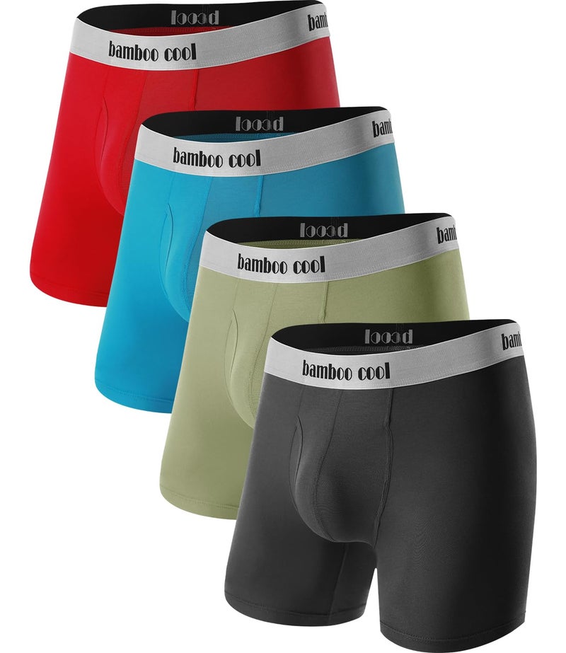 BAMBOO COOL Men's Ultra Breathable Underwear,No Riding Up Boxer Briefs with ComfortFlexible Waistband,Multipack - Image 1