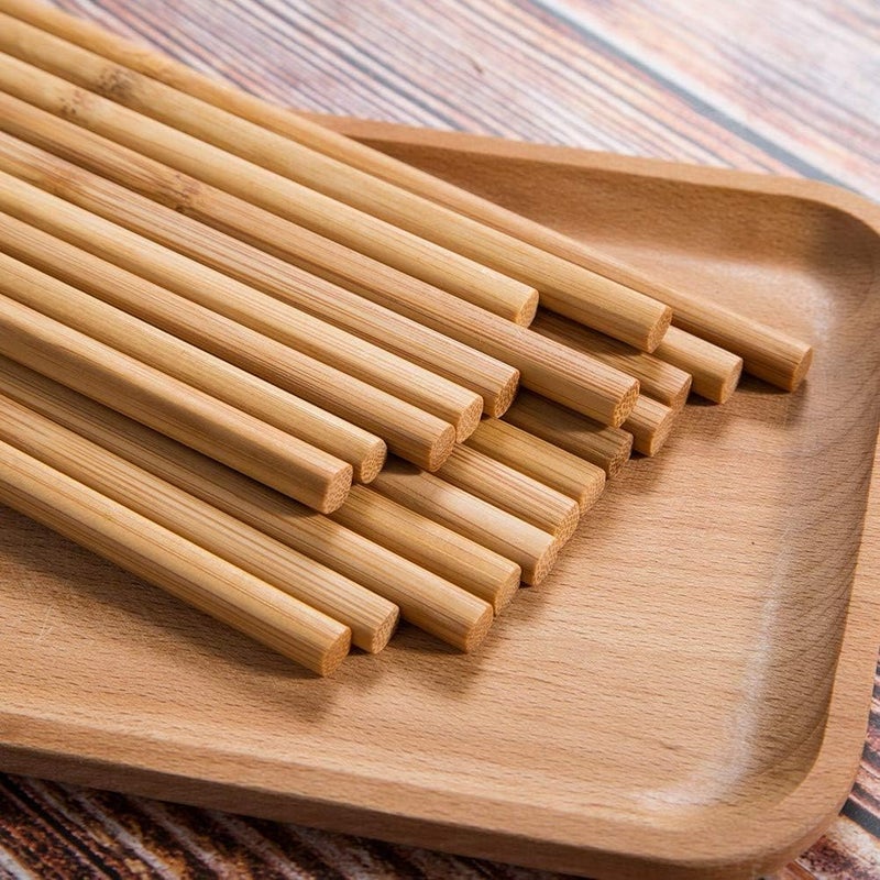 10 Pairs Reusable Wooden Chopsticks – Long Lightweight Bamboo Chopsticks, Dishwasher Safe, Natural Chinese Dining Gift Set for Cooking and Eating - Image 1