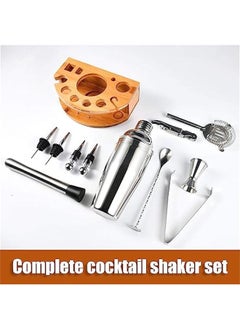 MIXDE Bartender Kit with Stylish Bamboo Stand, 12 Pack 750ML Cocktail Shaker Set for Mixed Drink, Professional Stainless Steel Bar Tool Set, Gift for Man Dad  - Image 2