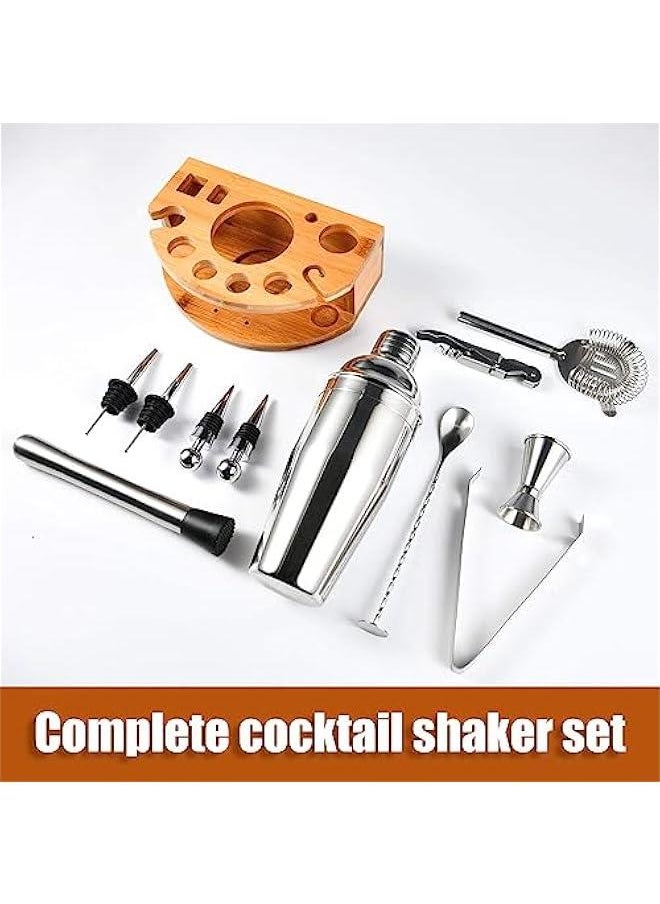 MIXDE Bartender Kit with Stylish Bamboo Stand, 12 Pack 750ML Cocktail Shaker Set for Mixed Drink, Professional Stainless Steel Bar Tool Set, Gift for Man Dad  - Image 2