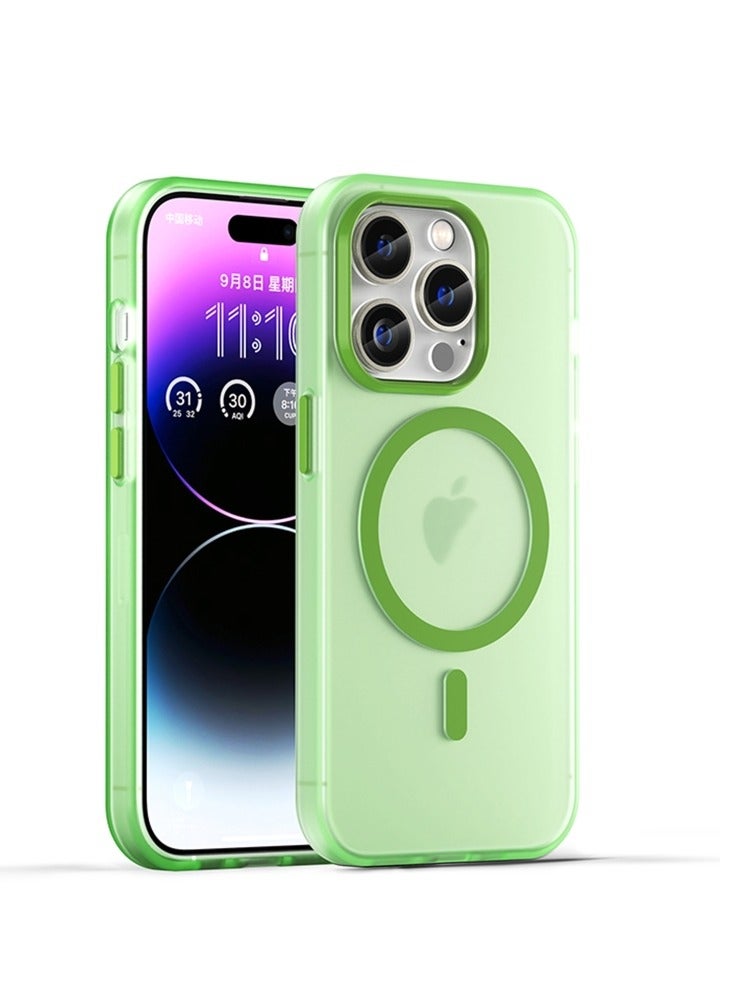 غطاء حماية خلفي مصنوع من البلاستيك المقوى مقاوم للسقوط متوافق مع هاتف أيفون 13 برو ماكس - أخضر - Image 1