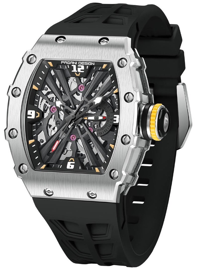 PAGANI DESIGN Men's Quartz Watches Stainless Steel Waterproof Tonneau Wrist Watch for Men with Japan VH65 Movement Silicone Watchband PD1738  - Image 1