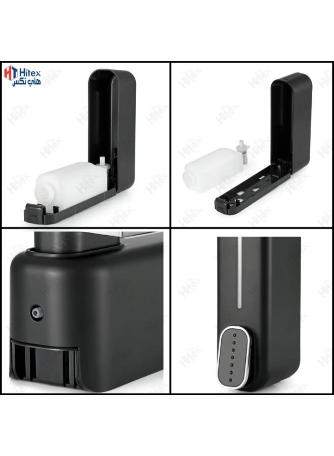 هيتكس موزع صابون سيينا مثبت على الحائط، سعة ٣٥٠ مل | موزع صابون وشامبو سائل من بلاستيك ABS مع زر ضغط | زجاجة مثبتة على الحائط للحمام والمطبخ | يتضمن براغي تركيب (واحد، أسود) - Image 4