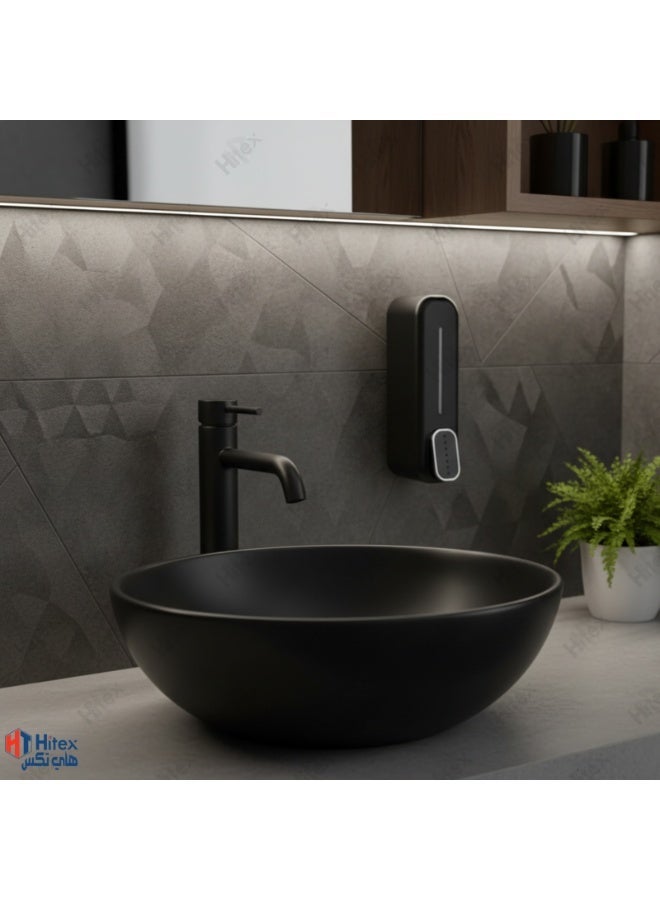 هيتكس موزع صابون سيينا مثبت على الحائط، سعة ٣٥٠ مل | موزع صابون وشامبو سائل من بلاستيك ABS مع زر ضغط | زجاجة مثبتة على الحائط للحمام والمطبخ | يتضمن براغي تركيب (واحد، أسود) - Image 5