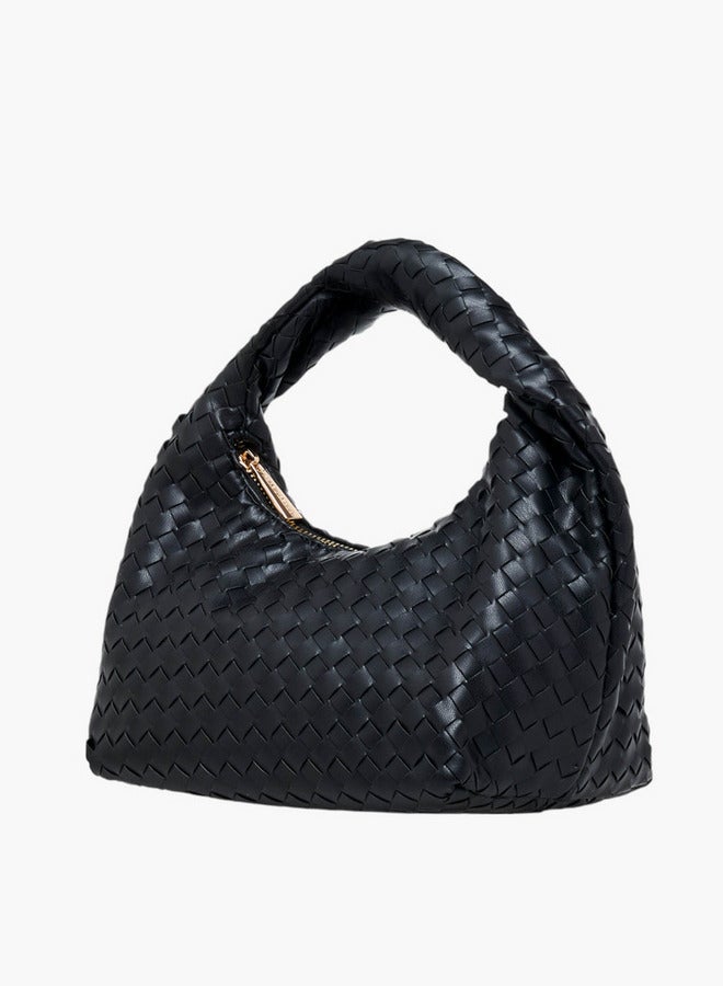 Flora Bella By Shoexpress Braided Hobo Bag with Handle and Zip Closure - Image 2