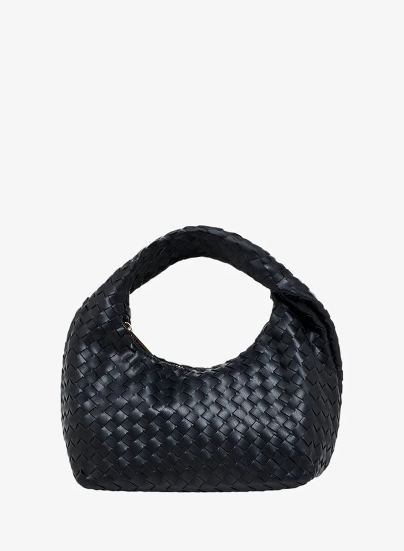 Braided Hobo Bag with Handle and Zip Closure