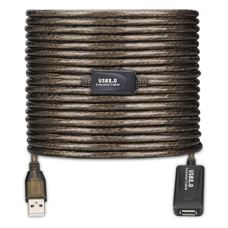 كابل تمديد نشط من USB 2.0 من نوع A ذكر إلى أنثى بطول 60 قدم، سرعة عالية 480 ميجابت في الثانية - Image 1