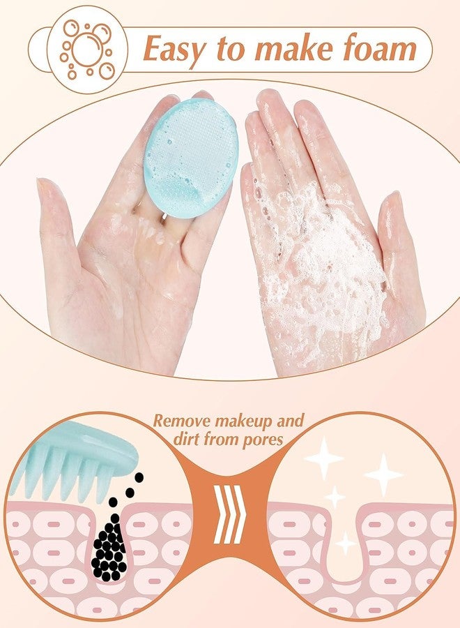 PM FABRICS Face Scrubber For Women & Men (2pcs) Silicone Face Cleaning Brush-Scrubber For Sensitive Skin Facial Brush Exfoliator Soft Silicone Face Scrubber Deep Pore Cleansing Brush (2pcs Blue Pink) - Image 3