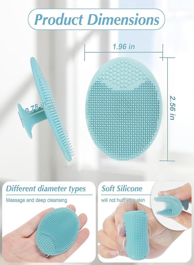 PM FABRICS Face Scrubber For Women & Men (2pcs) Silicone Face Cleaning Brush-Scrubber For Sensitive Skin Facial Brush Exfoliator Soft Silicone Face Scrubber Deep Pore Cleansing Brush (2pcs Blue Pink) - Image 2