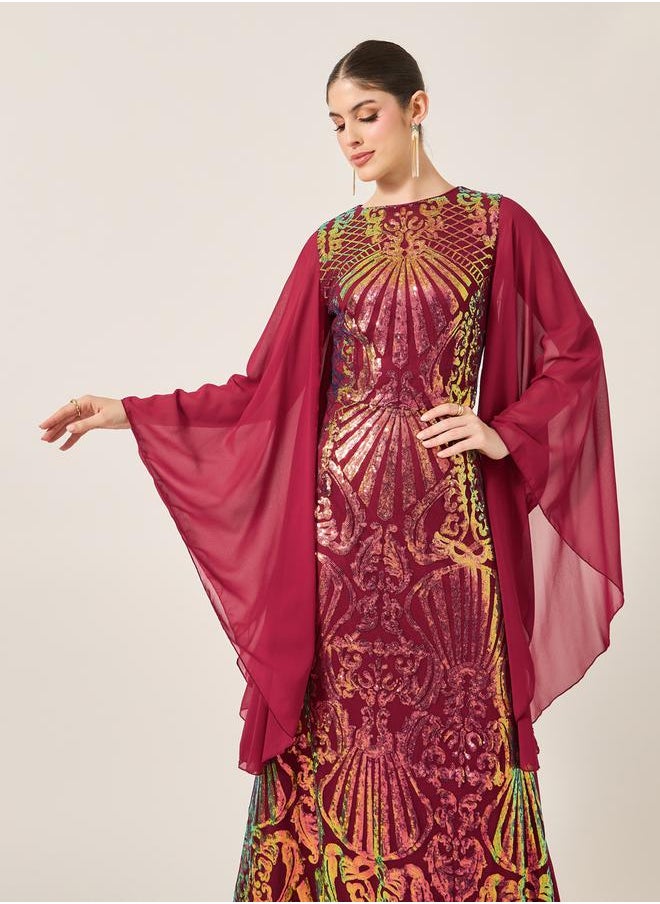 Styli Angel Sleeve Embellished Panel Kaftan  - Image 3
