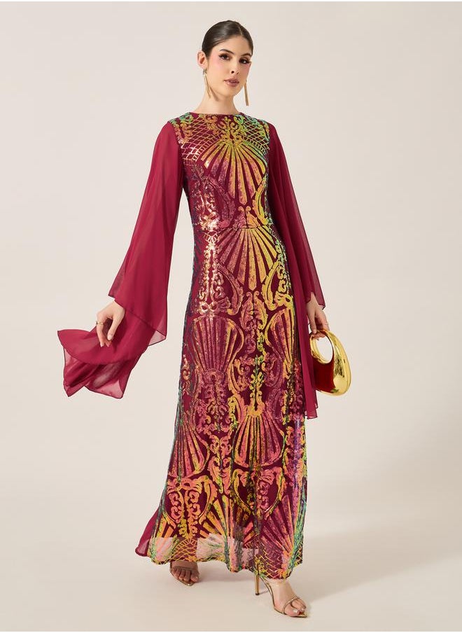 Styli Angel Sleeve Embellished Panel Kaftan  - Image 1