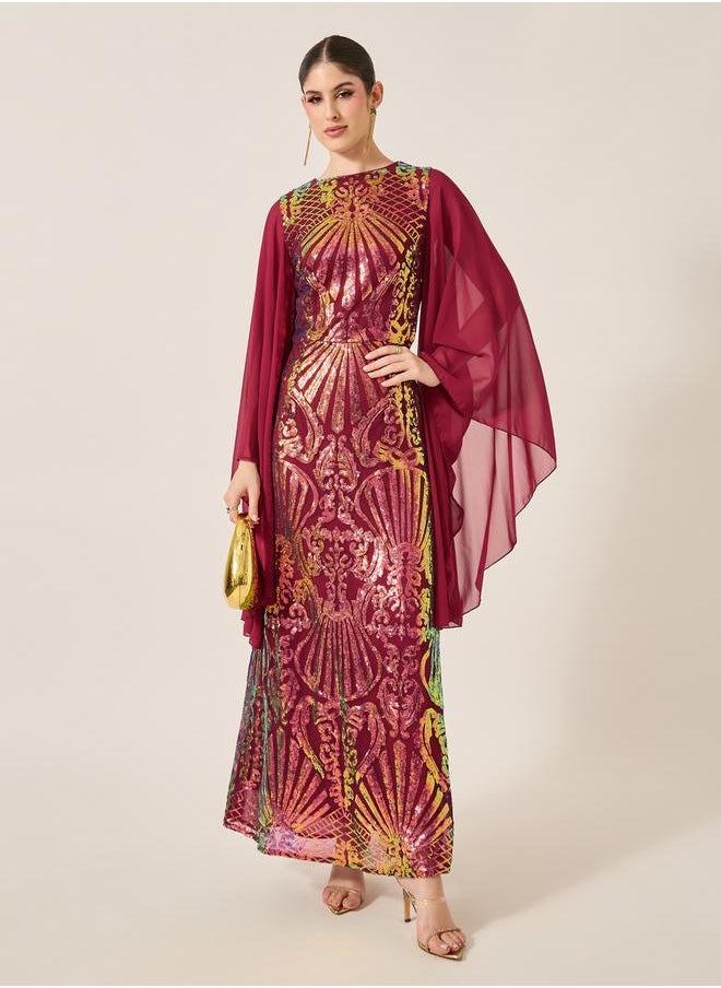 Styli Angel Sleeve Embellished Panel Kaftan  - Image 2