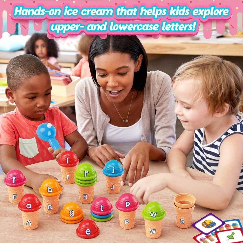 Aizweb Ice Cream Alphabet Learning Toys - Color Sorting, Letter Matching & Fine Motor Skills for Toddlers - Image 2