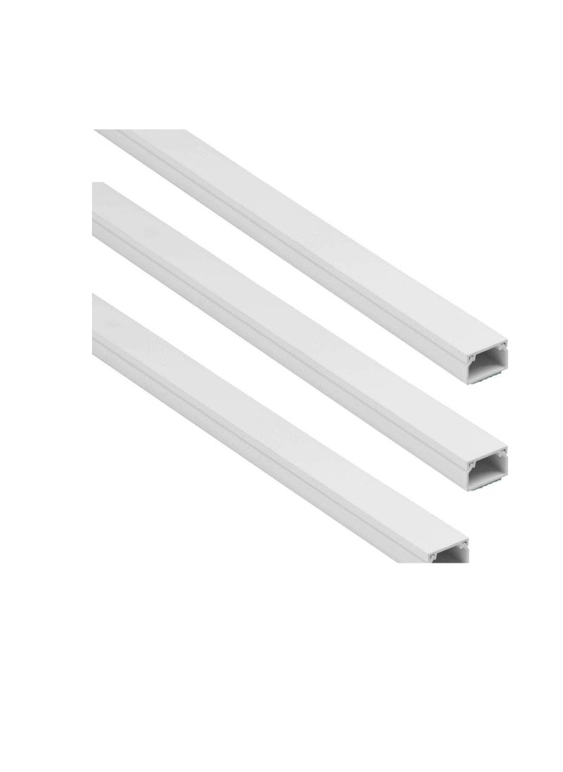 Star 90cm Square Cable Box Self Adhesive PVC Trunking White Red Sticker Wall Cord Cover Cable Concealer On-Wall Wire Cover Paintable Cable Management Raceway to Hide Wires - Pack of 3 (10x10MM)  - Image 1