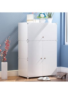 Plastic Modular Shoe Cabinet Cube Shoe Storage Organizer Portable Adjustable Shoe Rack Shelf Space Saving Doors Closet Entryway