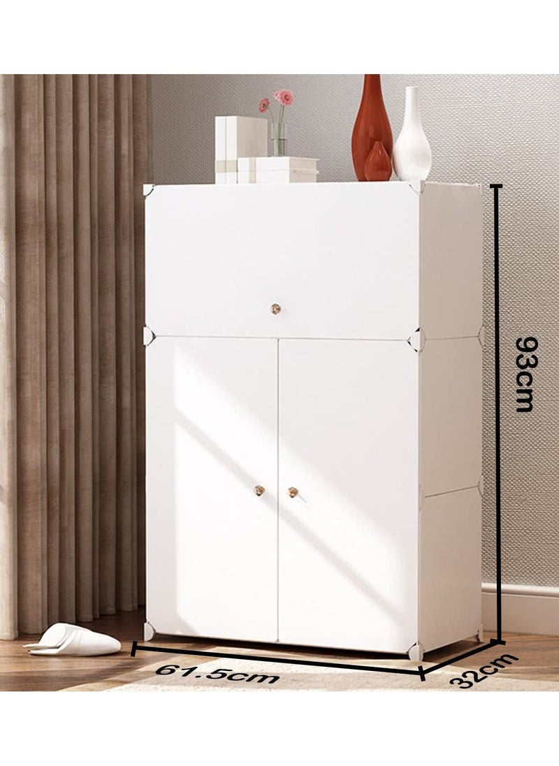 DubaiGallery - Plastic Modular Shoe Cabinet Cube Shoe Storage Organizer Portable Adjustable Shoe Rack Shelf Space Saving Doors Closet Entryway - Image 1