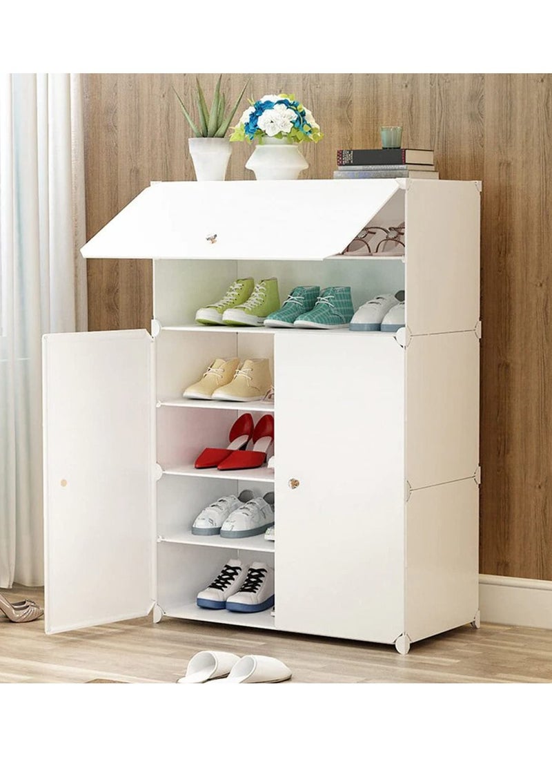 DubaiGallery - Plastic Modular Shoe Cabinet Cube Shoe Storage Organizer Portable Adjustable Shoe Rack Shelf Space Saving Doors Closet Entryway - Image 1