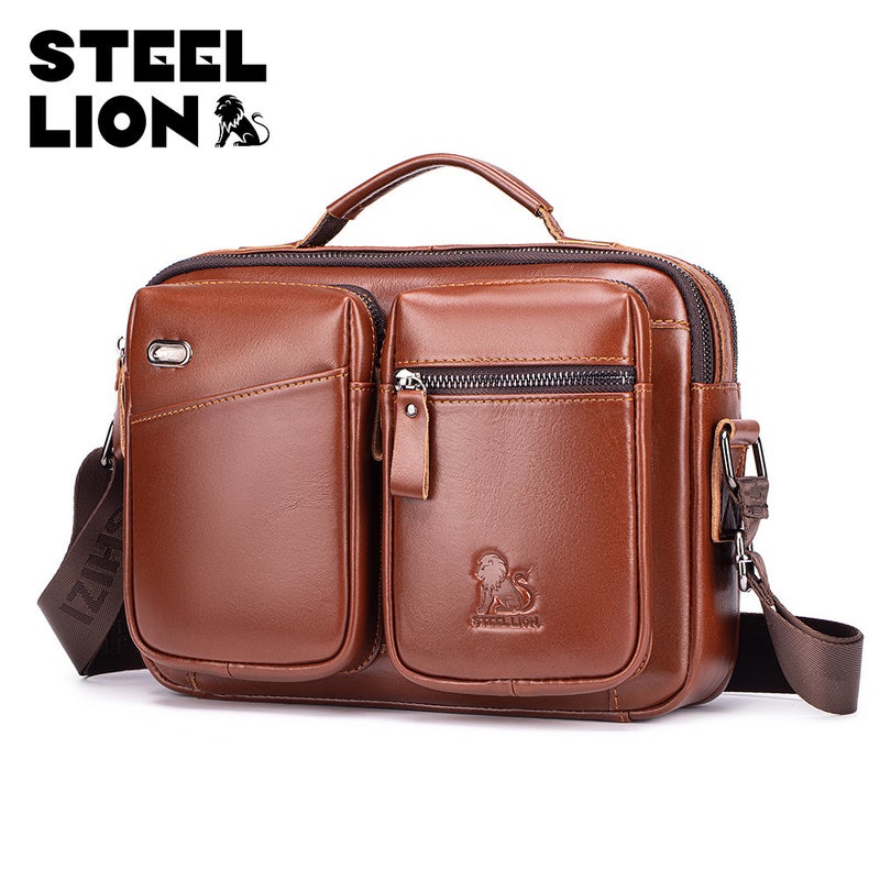 Russia'S Best-Selling Cowhide Crossbody Bag For Men, Genuine Leather Men'S Shoulder Bag, Large Capacity Multifunctional Handbag - Image 1