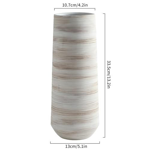 ALMA White Vessel 13 Inch Tall, Large Floor Vase for Wedding and Housewarming|Ceramic Pampas Grass Vase in Minimalist Modern Home Decor, Aesthetic Room Decor, Shelf Decor - Image 4