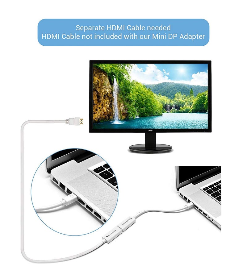 BlueRigger Mini DisplayPort to HDMI Female Adaptor Cable ((Mini DP/Thunderbolt to HDMI Cable) - Compatibe with MacBook Pro/Air - with HD Audio - Image 4