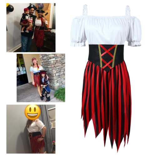 Wizland Women's Pirate Costume Pirate Outfit Women ladies pirate Costume Modest Style Dress with Belt and Headpiece M - Image 2
