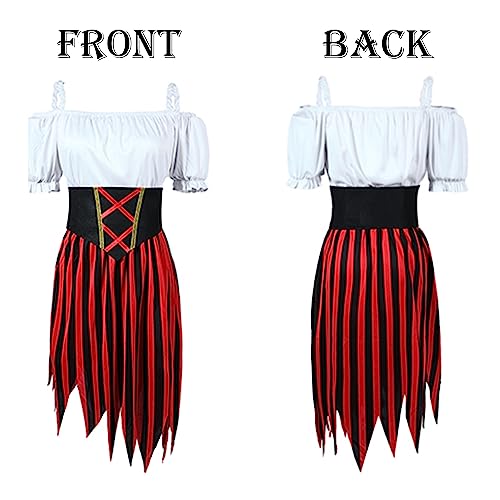 Wizland Women's Pirate Costume Pirate Outfit Women ladies pirate Costume Modest Style Dress with Belt and Headpiece M - Image 4